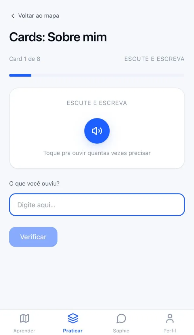 Exercício de escutar o áudio e escrever o que ouviu