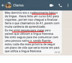 Depoimento da aluna Clarissa