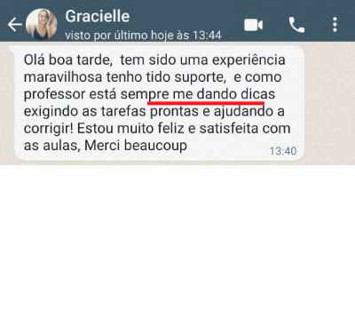 Depoimento da aluna Graciele